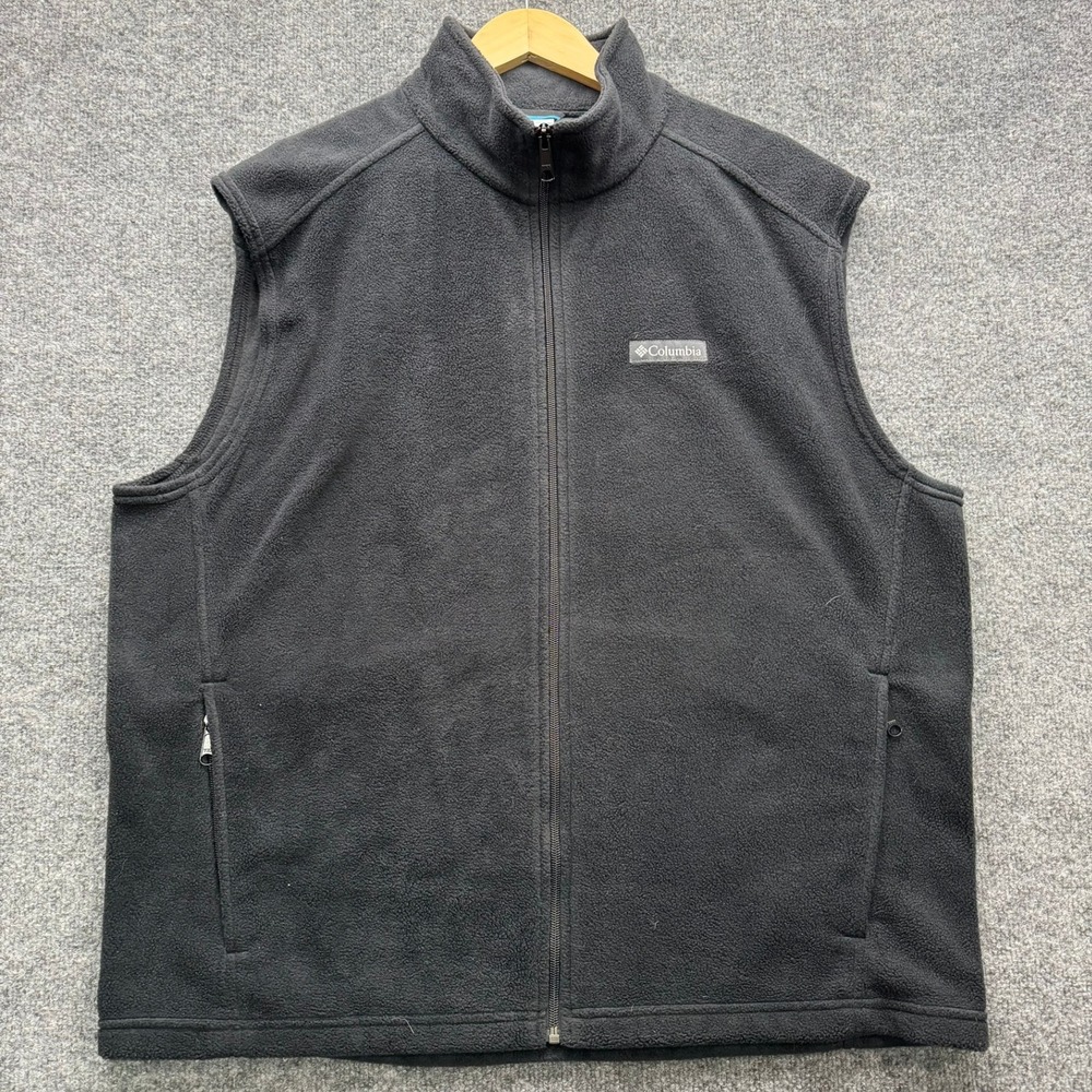 Columbia Fleece Vest Men's Size XL Black Full‎ Zip Pockets Outdoor Layering